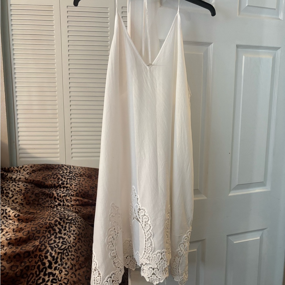 Free People Ivory Lace Trim Mini Dress